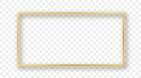 Gold glowing rectangular shape frame with shadow Stock Illustration