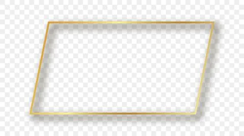 Gold glowing rectangular shape frame with shadow Stock Illustration