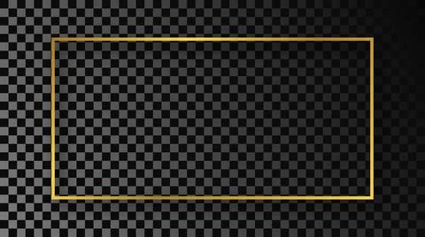 Gold glowing rectangular shape frame with shadow Stock Illustration