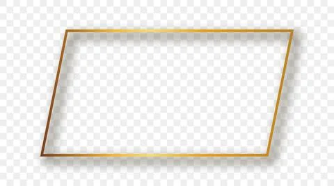 Gold glowing rectangular shape frame with shadow Stock Illustration