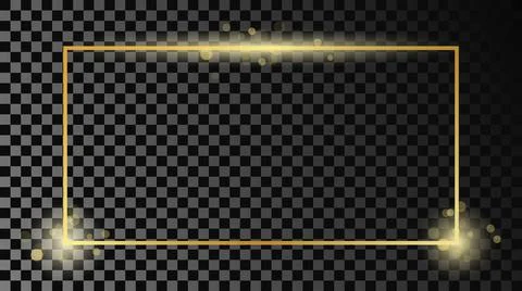 Gold glowing rectangular shape frame Stock Illustration