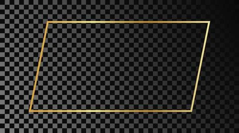 Gold glowing rectangular shape frame Stock Illustration