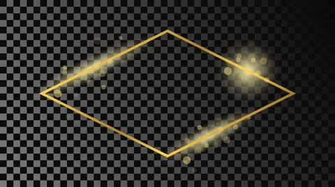 Gold glowing rhombus shape frame Stock Illustration
