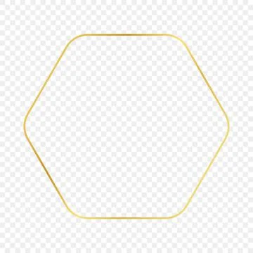Gold glowing rounded hexagon frame Illustrazione stock