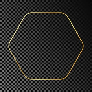 Gold glowing rounded hexagon frame Stock Illustration