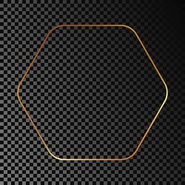 Gold glowing rounded hexagon frame Stock Illustration
