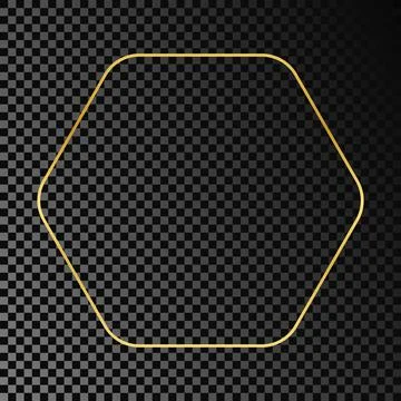 Gold glowing rounded hexagon frame Stock Illustration