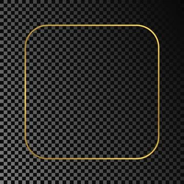Gold glowing rounded square frame Stock Illustration