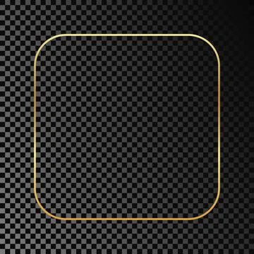 Gold glowing rounded square frame Stock Illustration