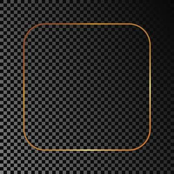 Gold glowing rounded square frame Illustrazione stock