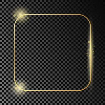 Gold glowing rounded square frame Stock Illustration