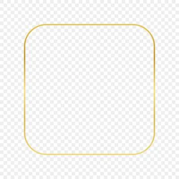 Gold glowing rounded square frame Stock Illustration