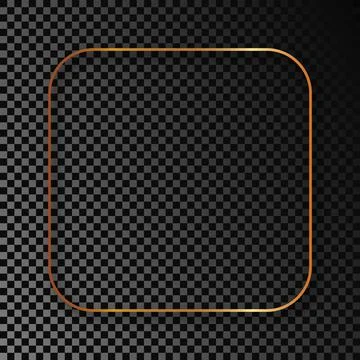 Gold glowing rounded square frame with shadow Illustrazione stock