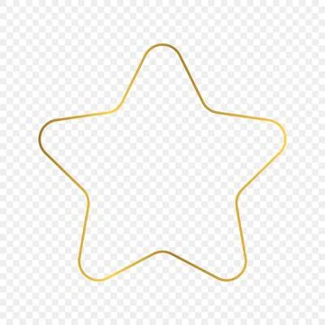 Gold glowing rounded star shape frame Stock Illustration