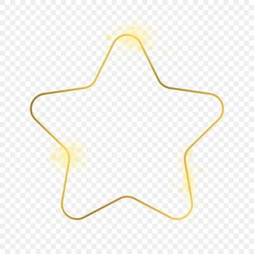 Gold glowing rounded star shape frame Illustrazione stock
