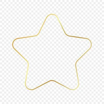 Gold glowing rounded star shape frame Stock Illustration