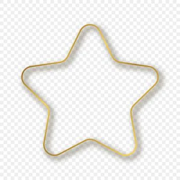 Gold glowing rounded star shape frame with shadow Stock Illustration