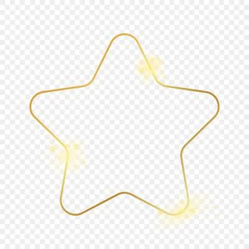 Gold glowing rounded star shape frame Stock Illustration