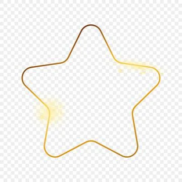 Gold glowing rounded star shape frame Stock Illustration
