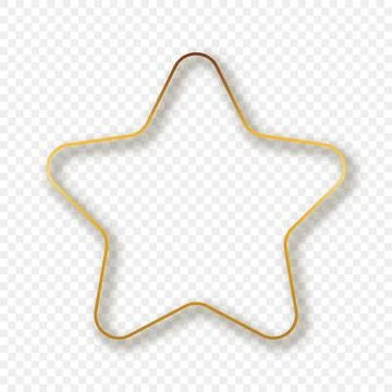 Gold glowing rounded star shape frame with shadow イラスト素材