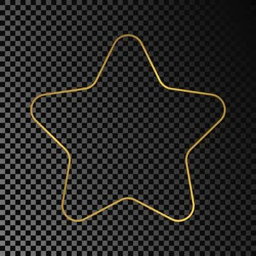 Gold glowing rounded star shape frame Stock Illustration