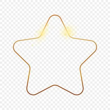 Gold glowing rounded star shape frame 스톡 일러스트
