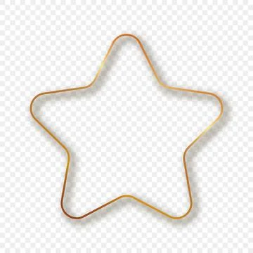 Gold glowing rounded star shape frame with shadow Stock Illustration