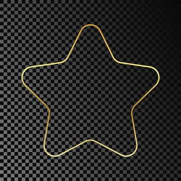 Gold glowing rounded star shape frame Illustrazione stock
