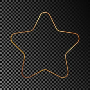 Gold glowing rounded star shape frame Stock Illustration