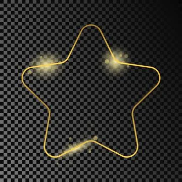 Gold glowing rounded star shape frame Stock Illustration
