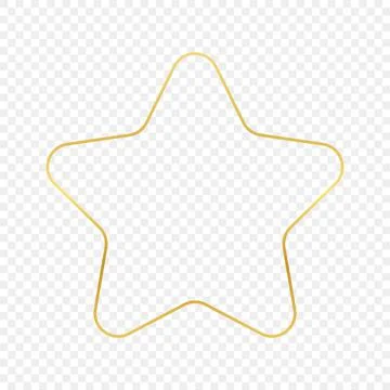Gold glowing rounded star shape frame Stock Illustration