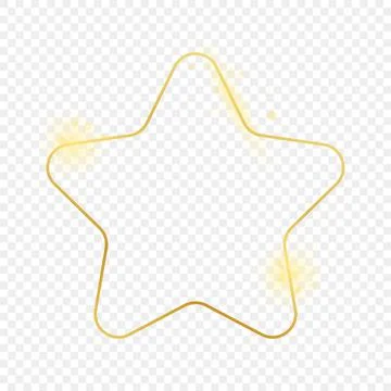 Gold glowing rounded star shape frame Stock Illustration
