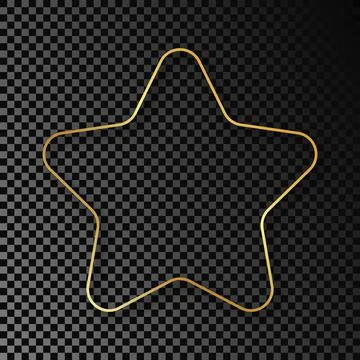 Gold glowing rounded star shape frame with shadow Stock Illustration