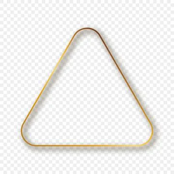 Gold glowing rounded triangle frame with shadow Stock Illustration