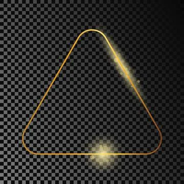 Gold glowing rounded triangle frame Illustrazione stock