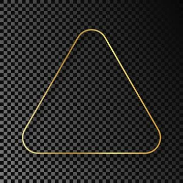 Gold glowing rounded triangle frame with shadow Stock Illustration