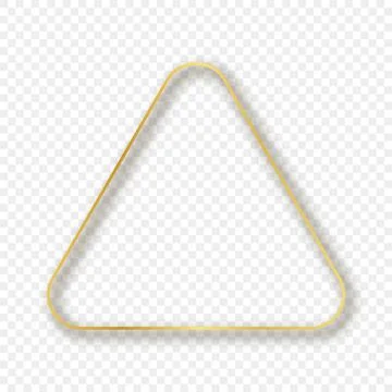 Gold glowing rounded triangle frame with shadow Stock Illustration