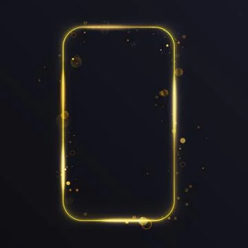 Gold glowing smartphone looking frame rectangular frame, light effect lines with イラスト素材
