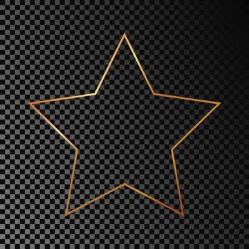 Gold glowing star shape frame Stock Illustration