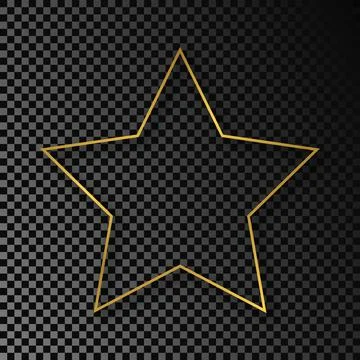 Gold glowing star shape frame with shadow Illustrazione stock