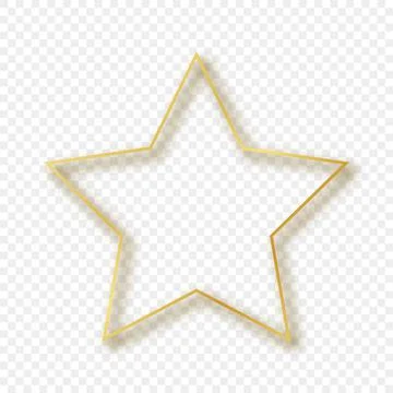 Gold glowing star shape frame with shadow Stock Illustration