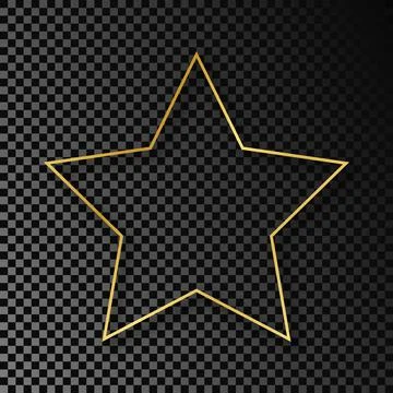 Gold glowing star shape frame with shadow Stock Illustration