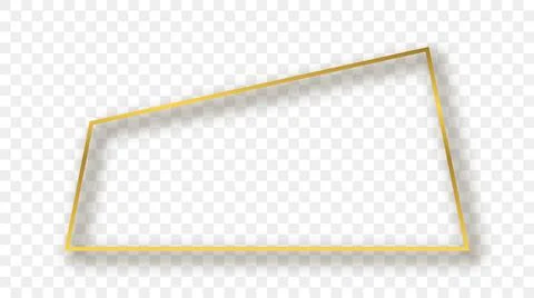 Gold glowing trapezoid shape frame with shadow Illustrazione stock