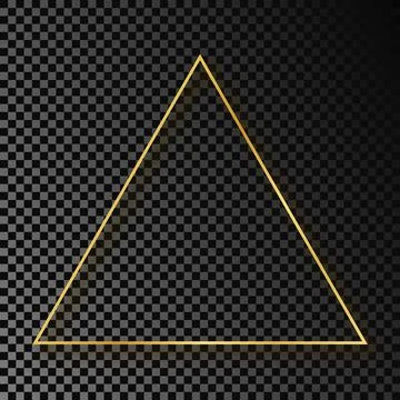 Gold glowing triangle frame with shadow Stock Illustration