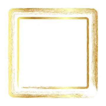 Gold golden vector simple double line oval frame from crayon, at white back.. Stock Illustration