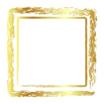Gold golden vector simple double line oval frame from crayon, at white back.. Stock Illustration