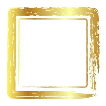 Gold golden vector simple double line oval frame from crayon, at white back.. Stock-Illustration