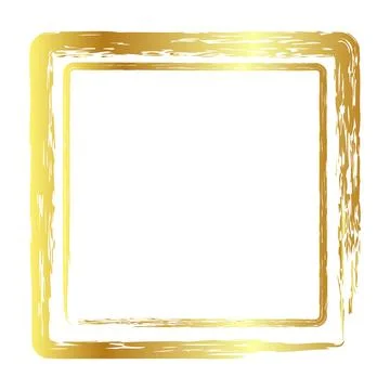Gold golden vector simple double line oval frame from crayon, at white back.. Stock Illustration