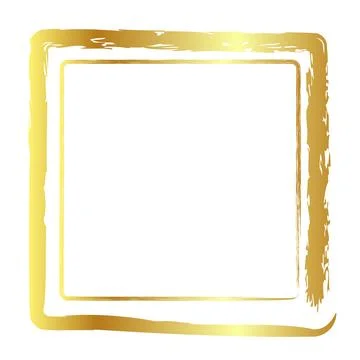 Gold golden vector simple double line oval frame from crayon, at white back.. Stock Illustration