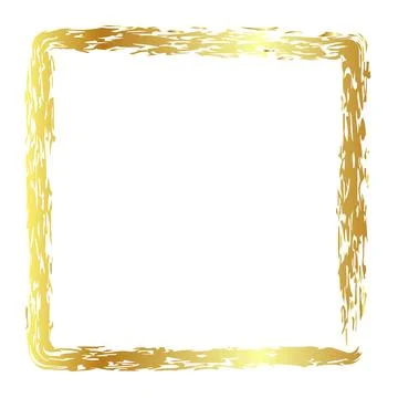 Gold golden vector simple oval frame from crayon, at white background Stock Illustration